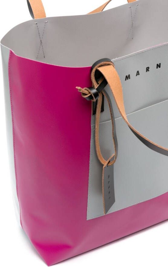 Marni Shopper met gegraveerd logo Grijs