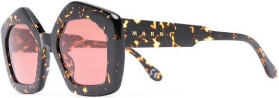Marni Eyewear MHL pentagon zonnebril Bruin