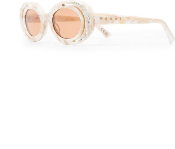 Marni Eyewear Zyon Canyon zonnebril met ovaal montuur Beige