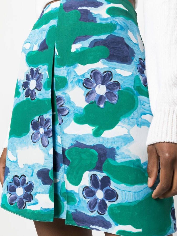 Marni Mini-rok met bloemenprint Blauw