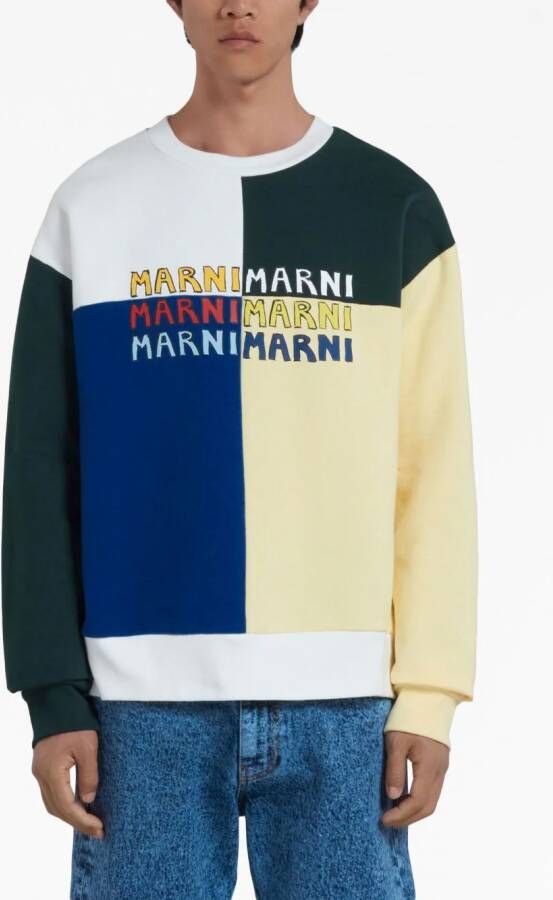 Marni Sweater met colourblocking Wit