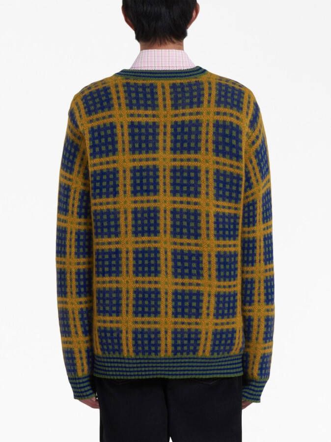 Marni Geruite trui met V-hals Blauw