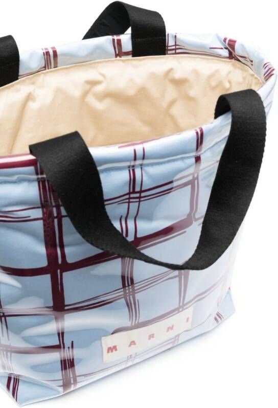 Marni Geruite shopper Blauw