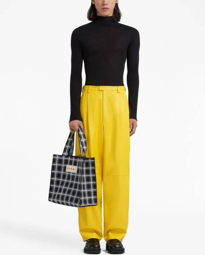 Marni Geruite shopper met logo-applicatie Zwart