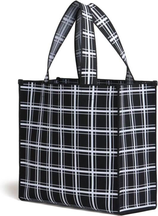Marni Geruite shopper met logo-applicatie Zwart