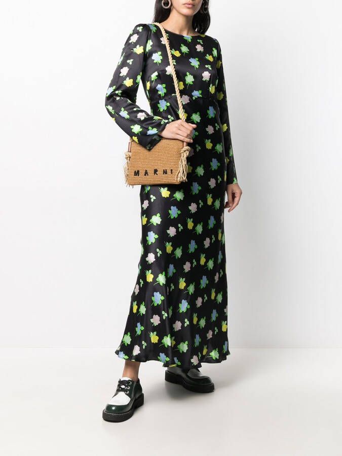 Marni Marcel Summer raffia schoudertas Bruin