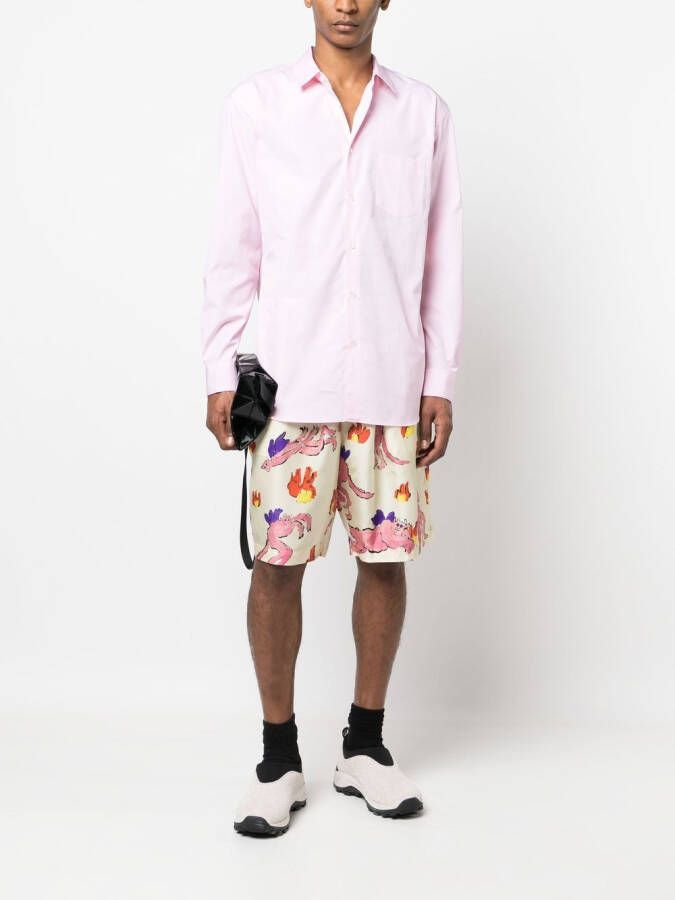 Marni Bermuda shorts met grafische print Beige