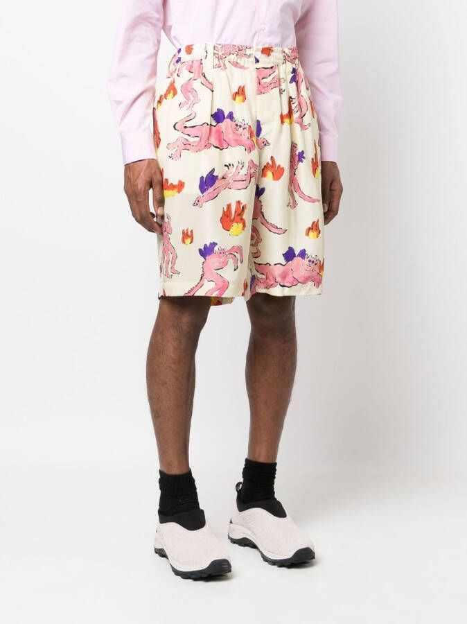 Marni Bermuda shorts met grafische print Beige