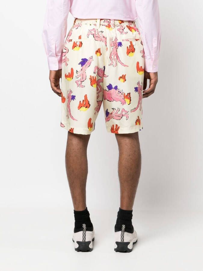 Marni Bermuda shorts met grafische print Beige