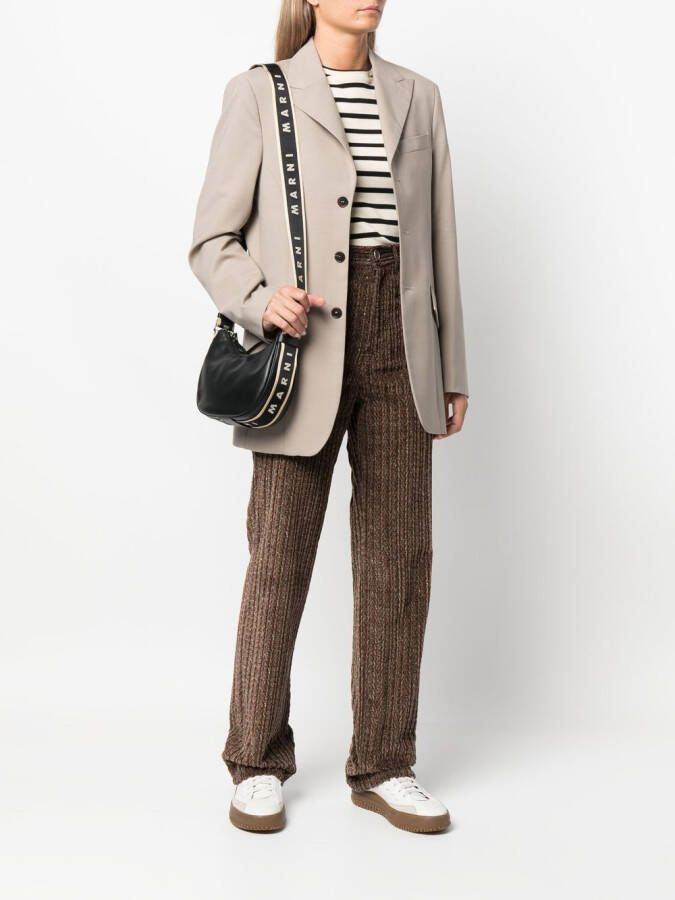 Marni Hobo tas met logoband Zwart