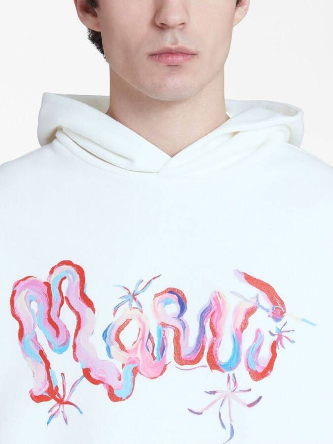 Marni Hoodie met logoprint Wit