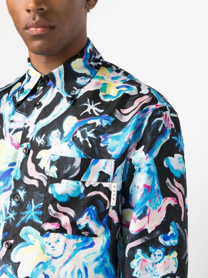 Marni Overhemd met print Zwart