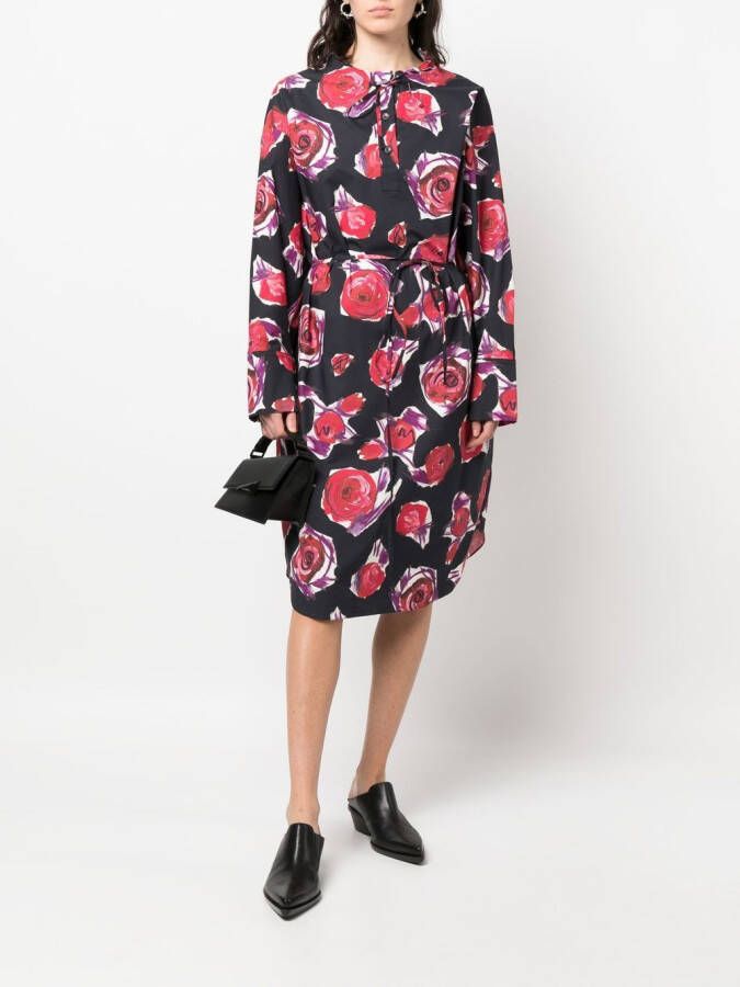 Marni Jurk met rozenprint Zwart