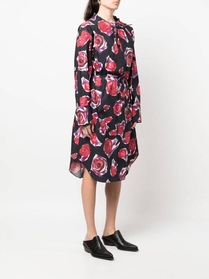 Marni Jurk met rozenprint Zwart
