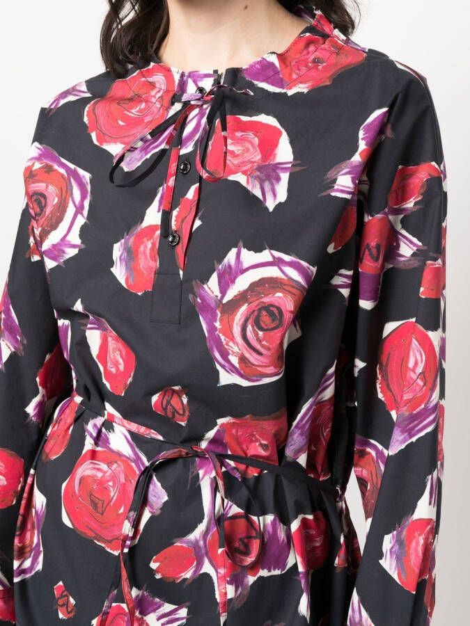Marni Jurk met rozenprint Zwart