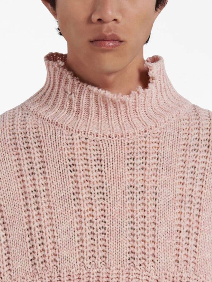 Marni Gerafelde trui met geborduurd logo Roze