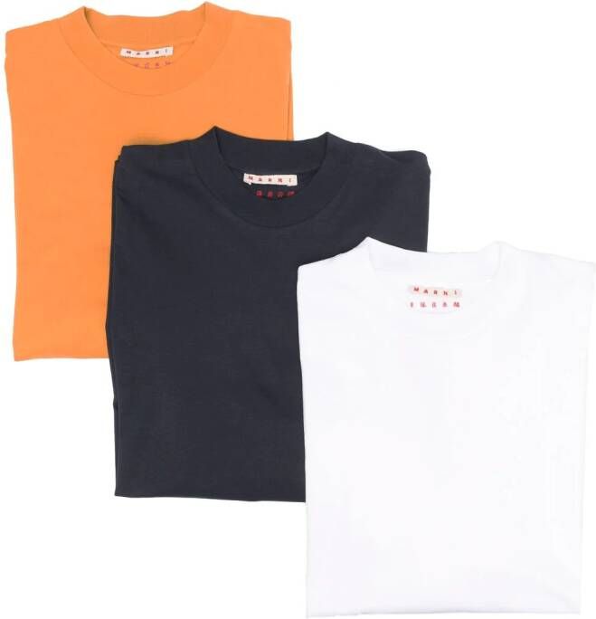 Marni Drie katoenen T-shirts met ronde hals Oranje