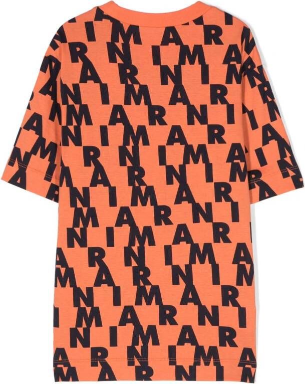Marni Kids T-shirt met logoprint Oranje