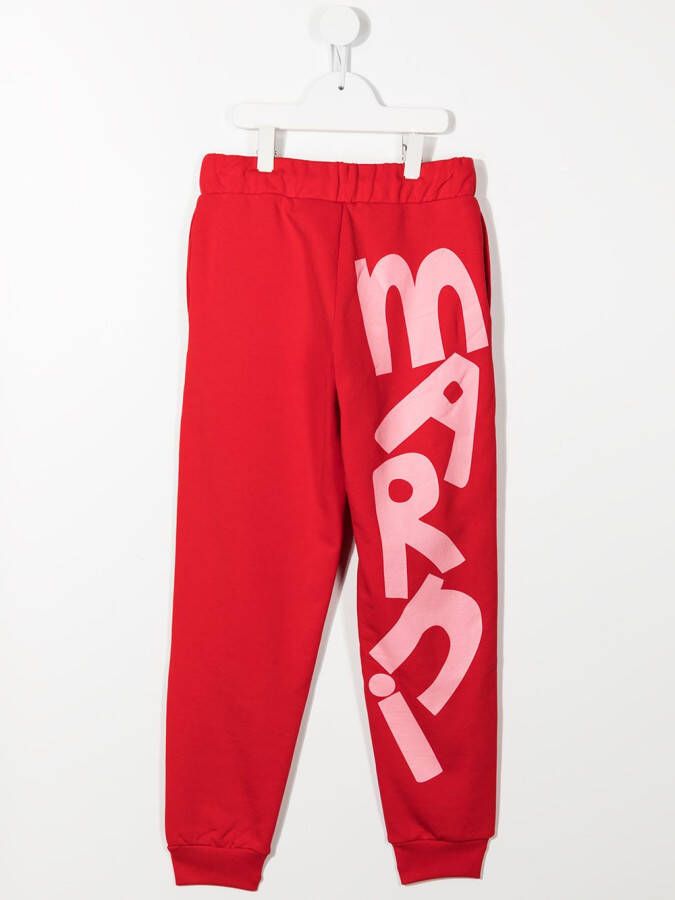 Marni Kids Joggingbroek met logoprint Rood