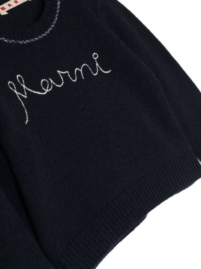 Marni Kids Sweater met geborduurd logo Blauw