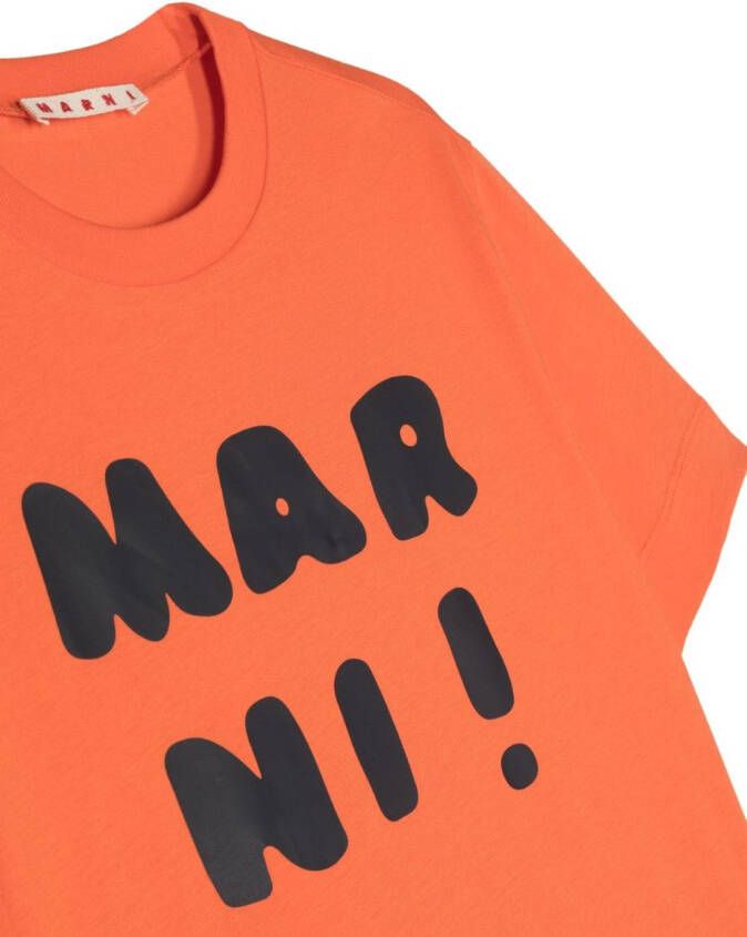 Marni Kids T-shirt met logoprint Oranje