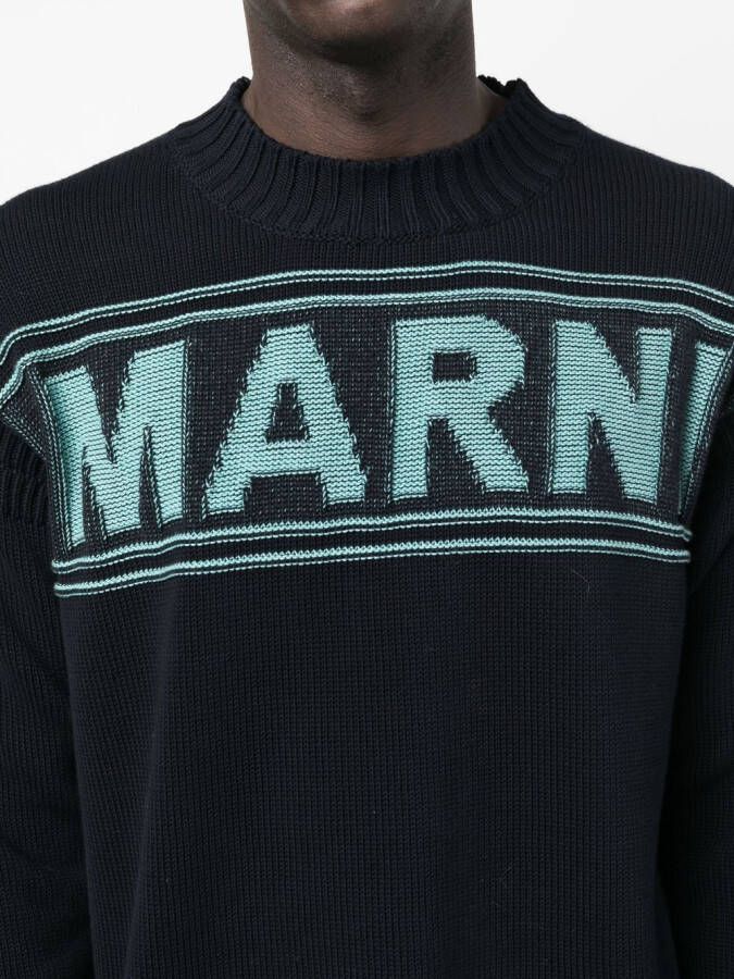 Marni Trui met intarsia logo Blauw