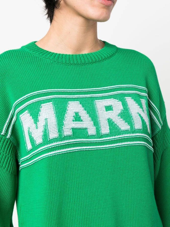 Marni Trui met intarsia logo Groen