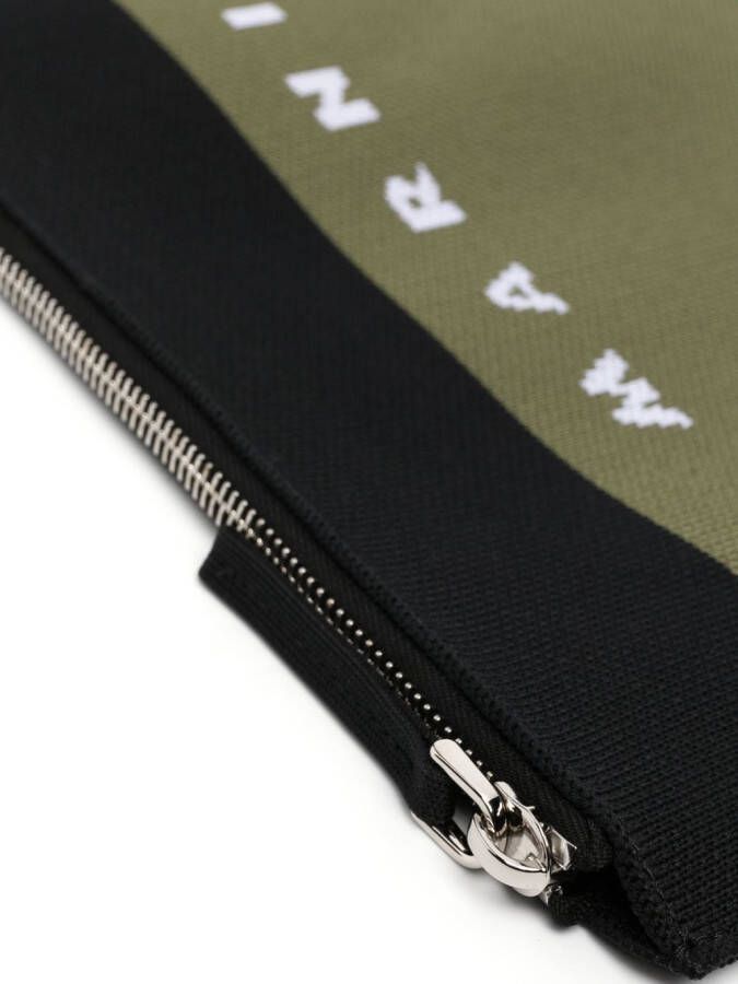 Marni Clutch met logo jacquard Groen