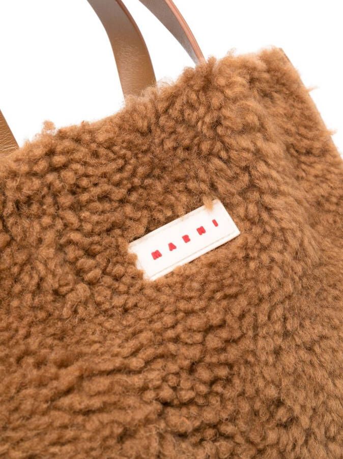 Marni Shopper met logopatch Bruin