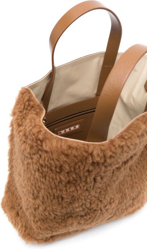 Marni Shopper met logopatch Bruin