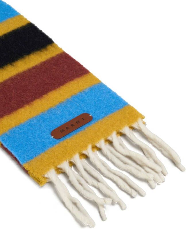 Marni Gestreepte sjaal met logo-applicatie Geel
