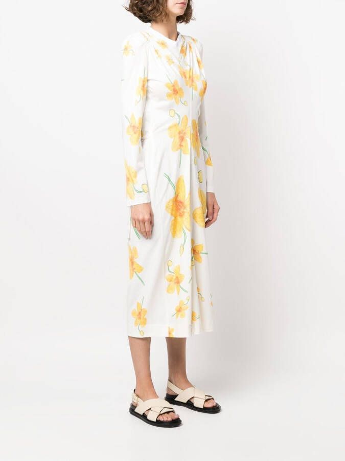 Marni Midi-jurk met bloemenprint Wit