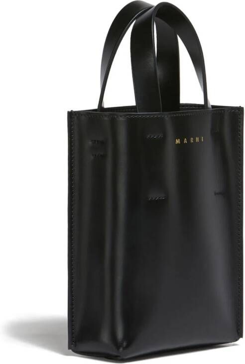 Marni Kleine Museo leren shopper Zwart