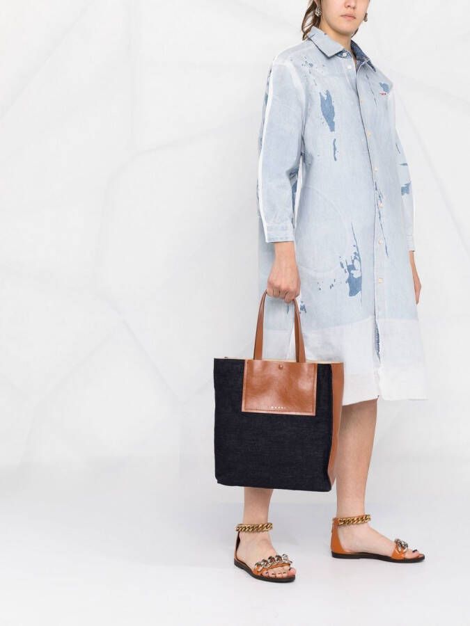 Marni Museo schoudertas met zakdetail Blauw