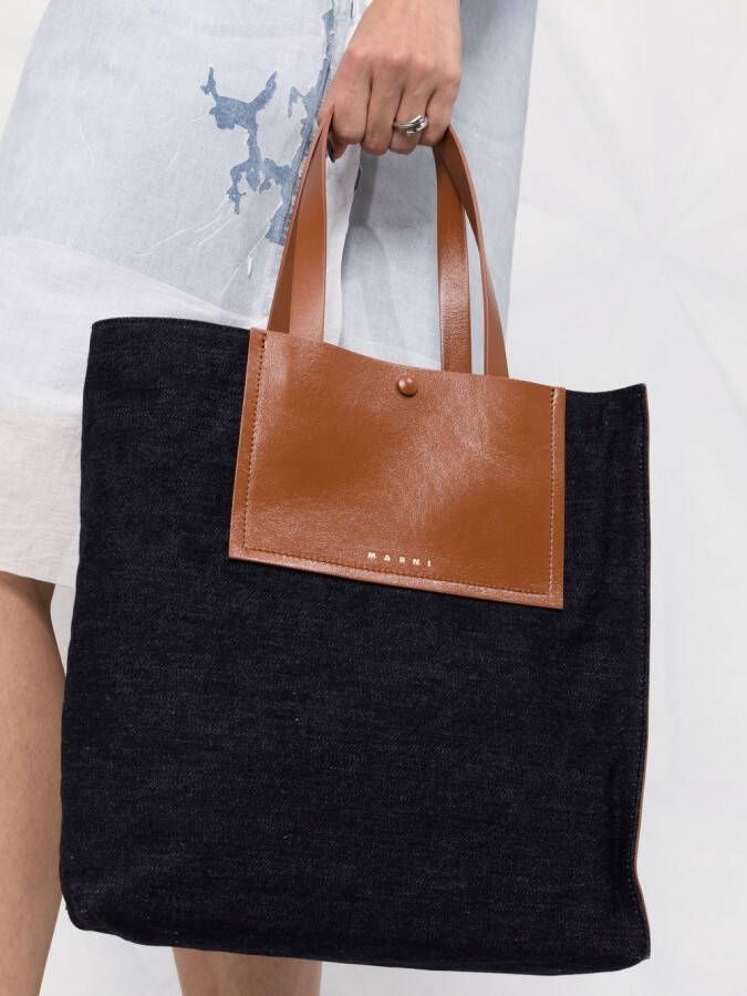 Marni Museo schoudertas met zakdetail Blauw