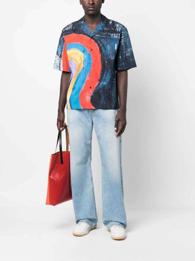Marni Overhemd met abstracte print Blauw