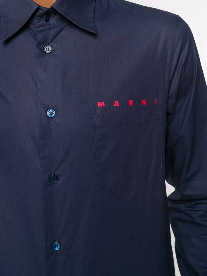 Marni Overhemd met logoprint Blauw