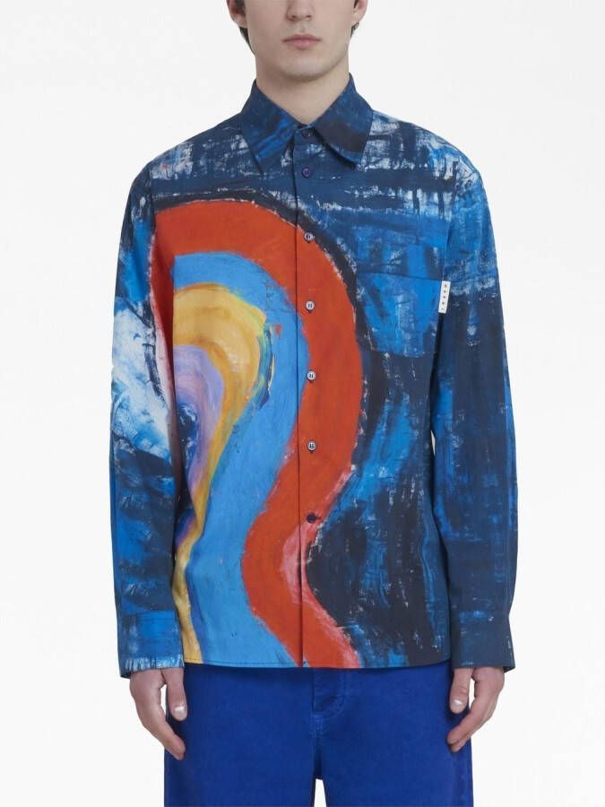 Marni Overhemd met print Blauw