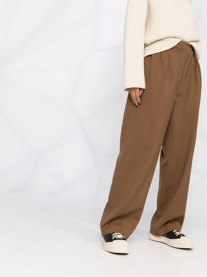 Marni Pantalon met wijde pijpen Bruin