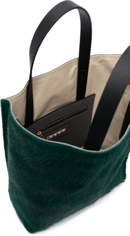 Marni Leren shopper Groen