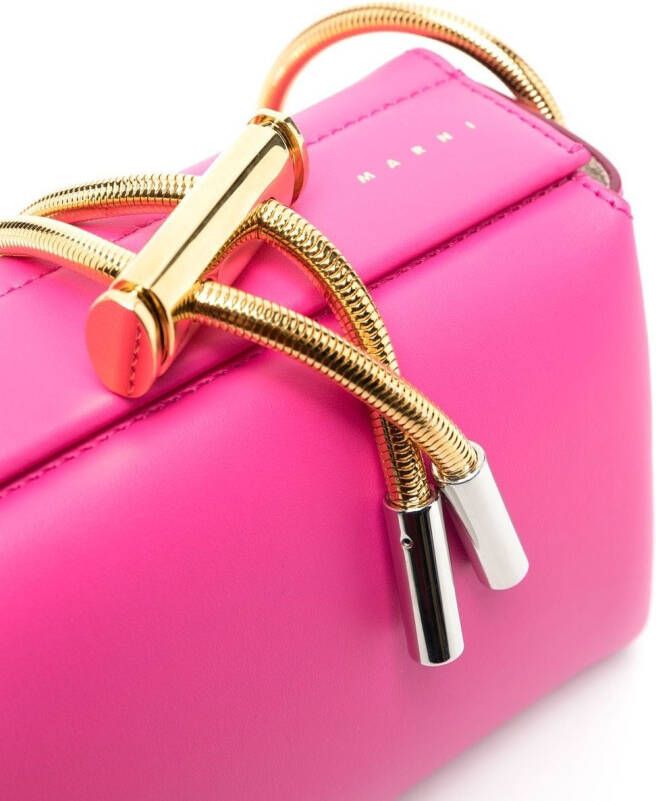 Marni Leren schoudertas Roze