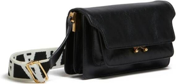 Marni Trunk leren schoudertas Zwart