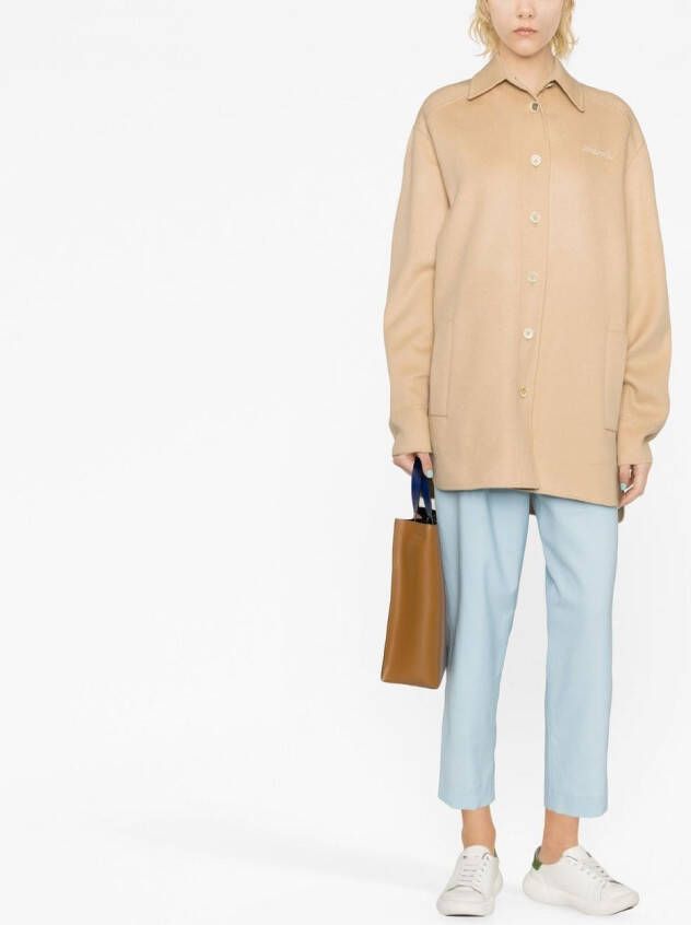 Marni Shirtjack met geborduurd logo Beige
