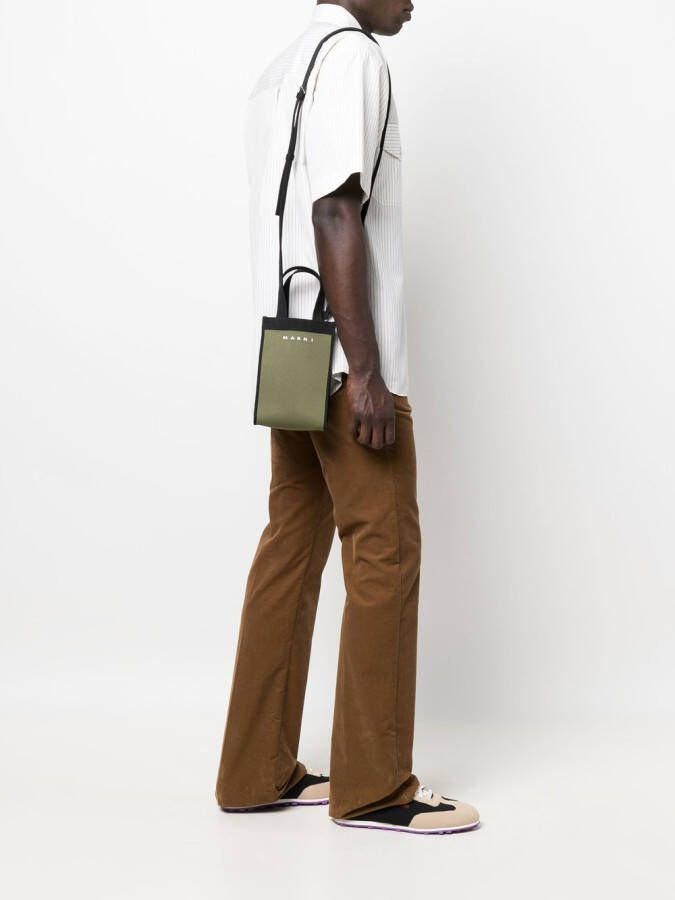 Marni Shopper met colourblocking Groen