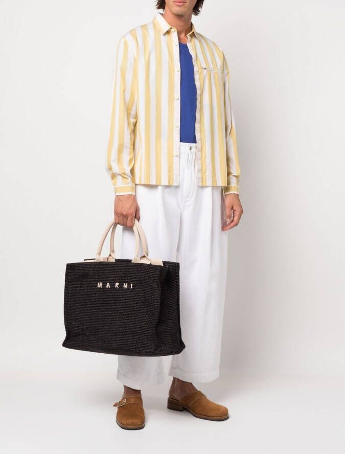 Marni Shopper met geborduurd logo Zwart