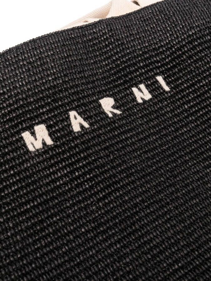 Marni Shopper met geborduurd logo Zwart