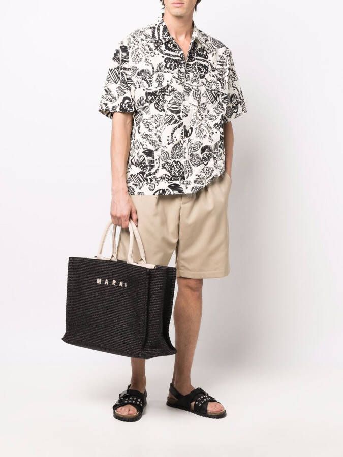 Marni Shopper met geborduurd logo Zwart