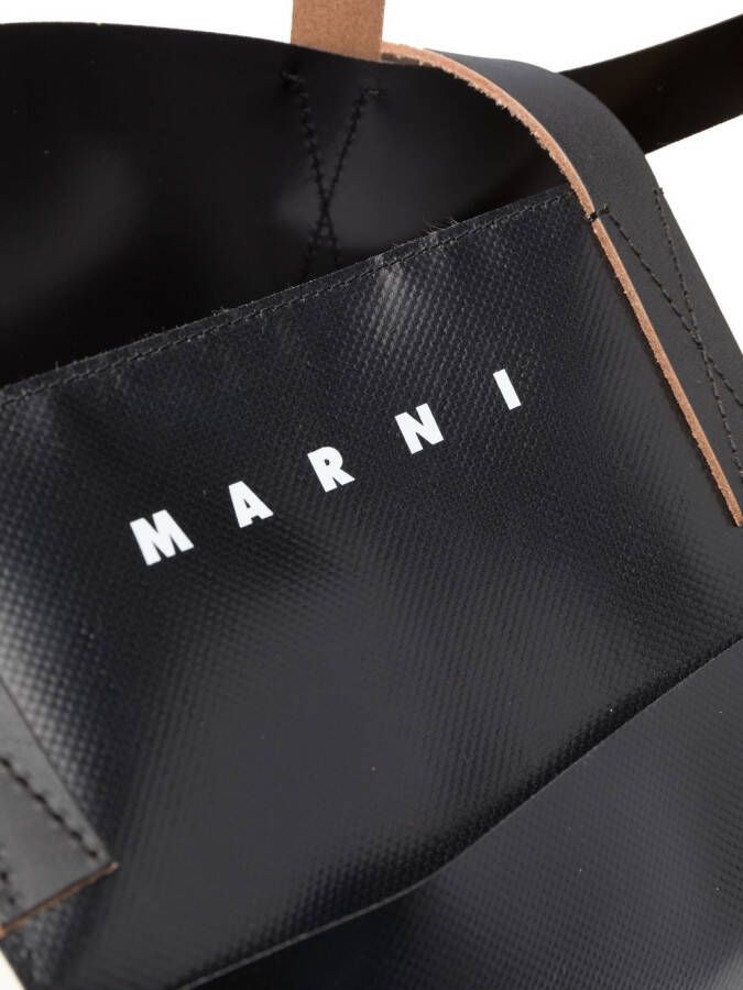 Marni Shopper met gegraveerd logo Zwart