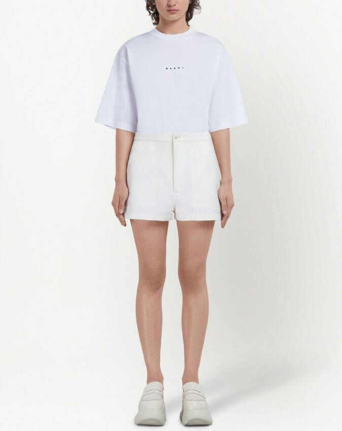 Marni Shorts met geborduurd logo Wit
