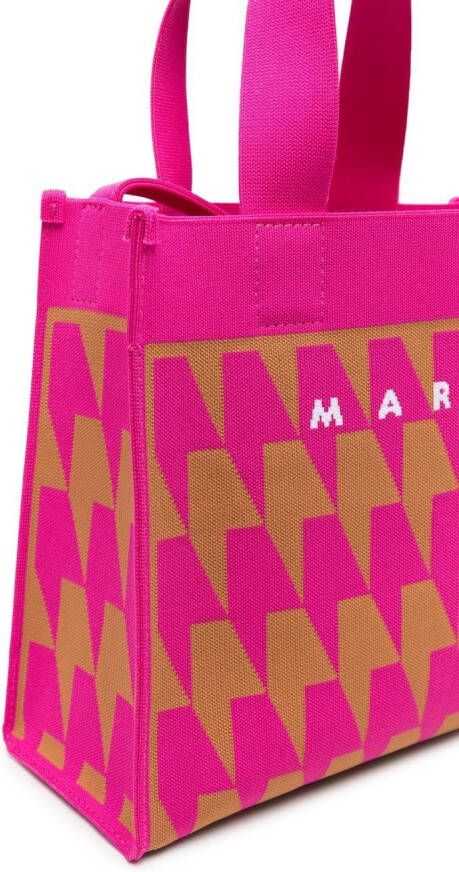 Marni Shopper met pied-de-poule print Roze
